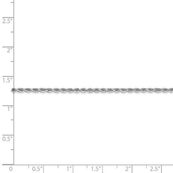 1.8mm, 14k White Gold, Diamond Cut Solid Rope Chain Necklace, 26 Inch